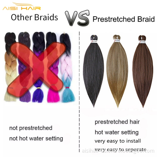 Aisi Hair Multi Color 20 26 Inch Easy Braids Synthetic Yaki Fiber Hair Bulk Jumbo Crochet Pre Stretched Synthetic Braiding Hair
